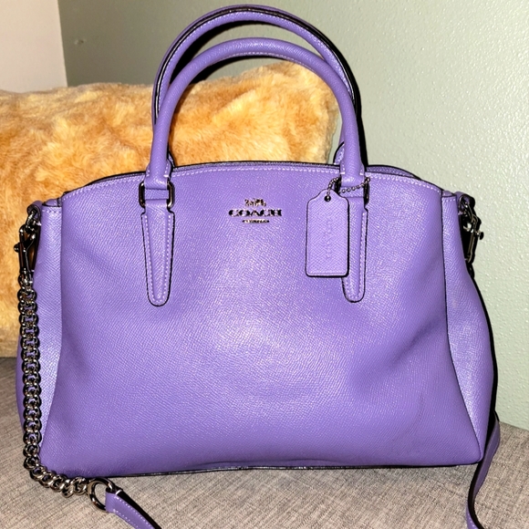 Coach Handbags - Euc Coach carryall Sage crossgrain leather purple bag